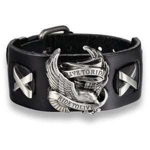 New Harley Davidson HD Leather Wristband Black